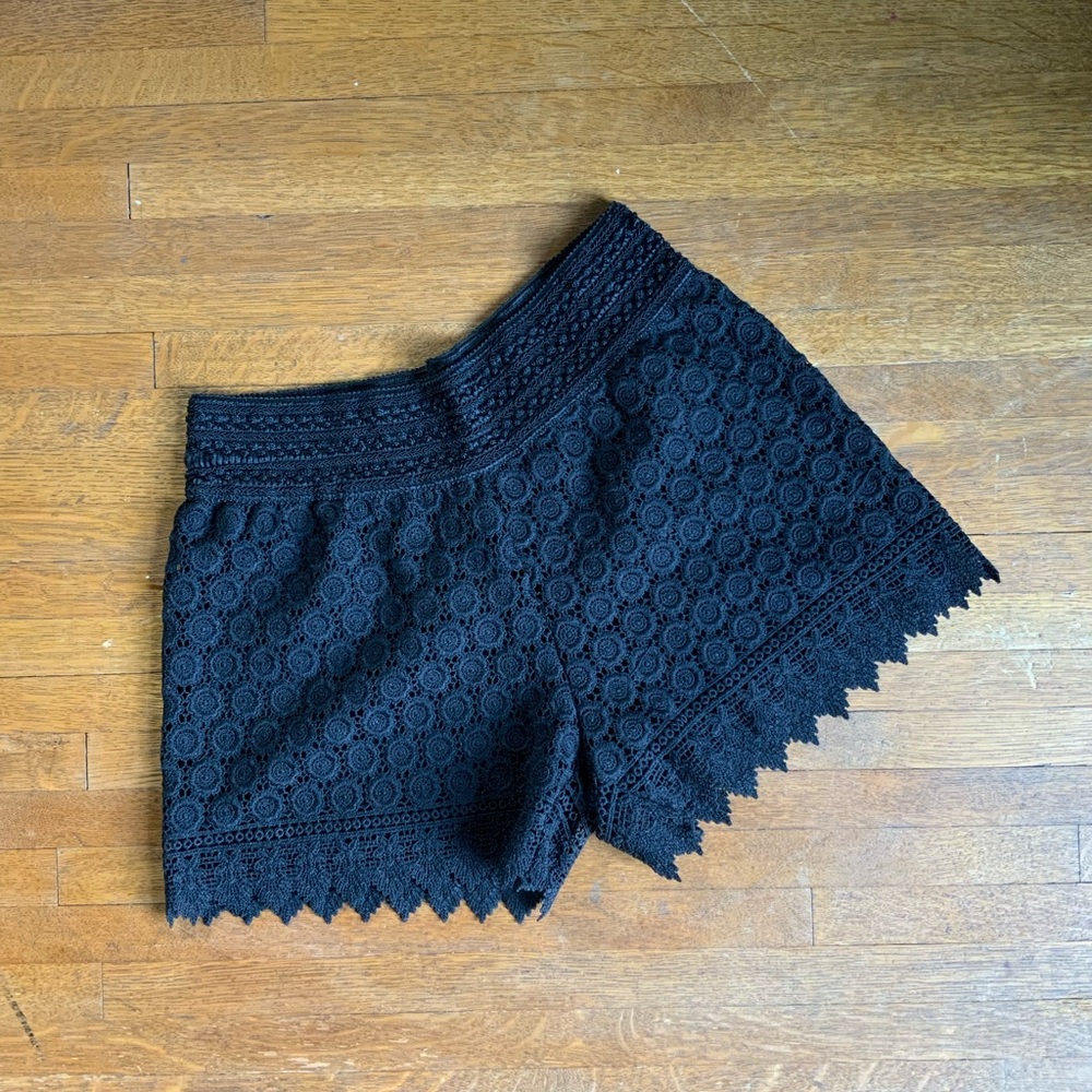 Black Crochet Lacey Shorts